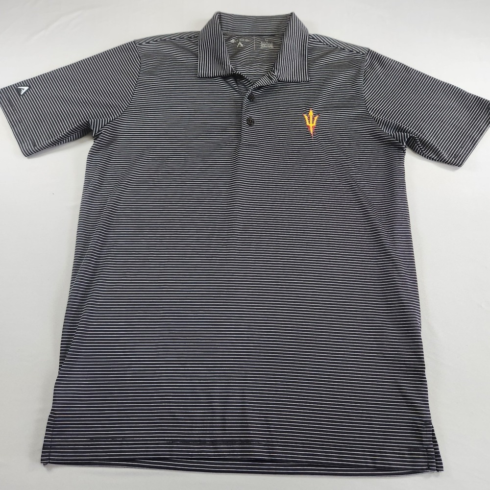 Arizona State Sun Devils Polo Shirt Mens M Black White Stripe Logo